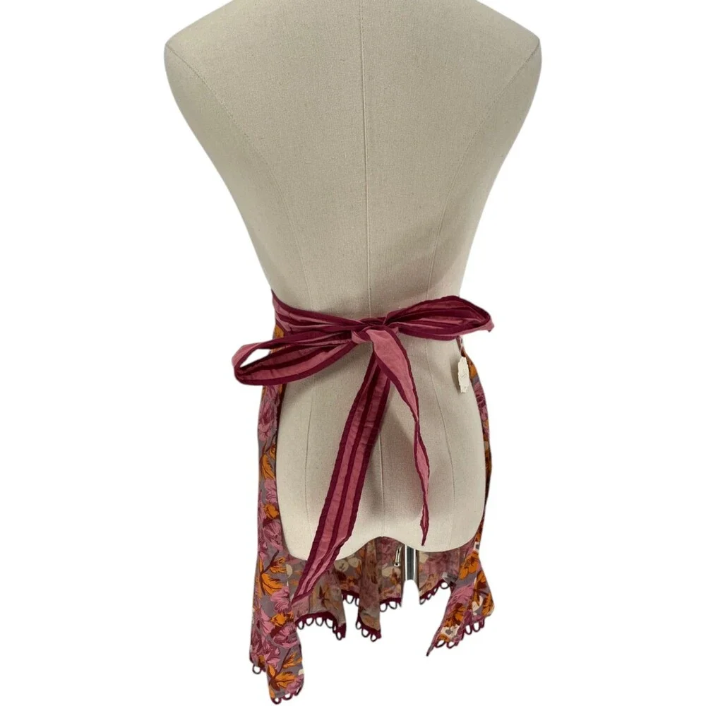 Anthropologie Half Apron Size Adult Floral Pink Cotton Cottagecore Retro